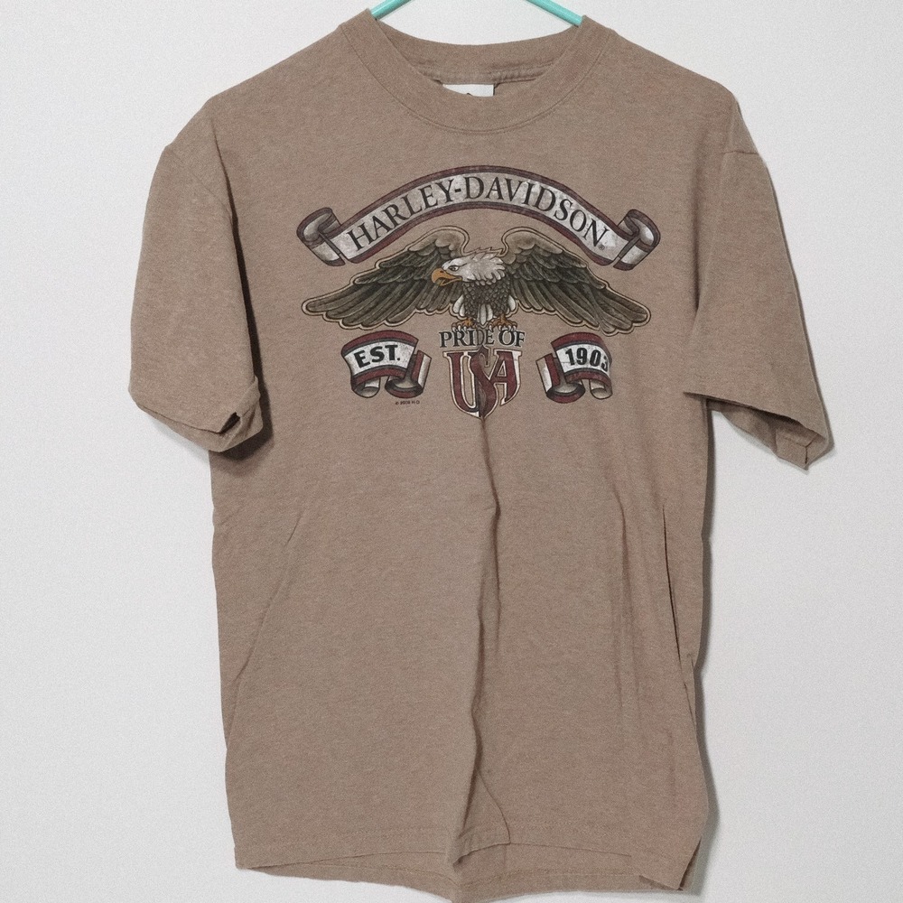 Harley-Davidson Mens Brown Eagle Pride Of USA‎ Graphic Pullover T-Shirt Size M